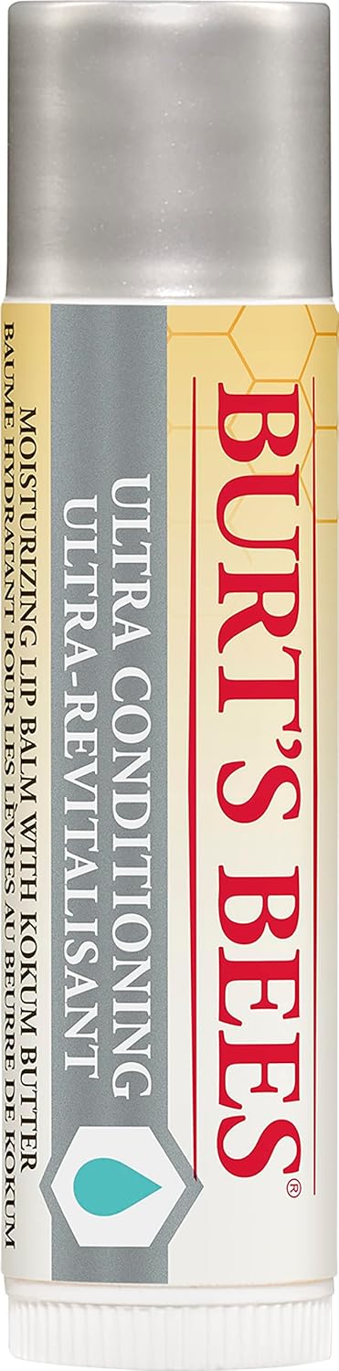 Burt's Bees 100% 天然保湿润唇膏，适用于干裂嘴唇，超强修护唇部 - 2 件装 - 可可脂、乳木果油和可可脂，无香型