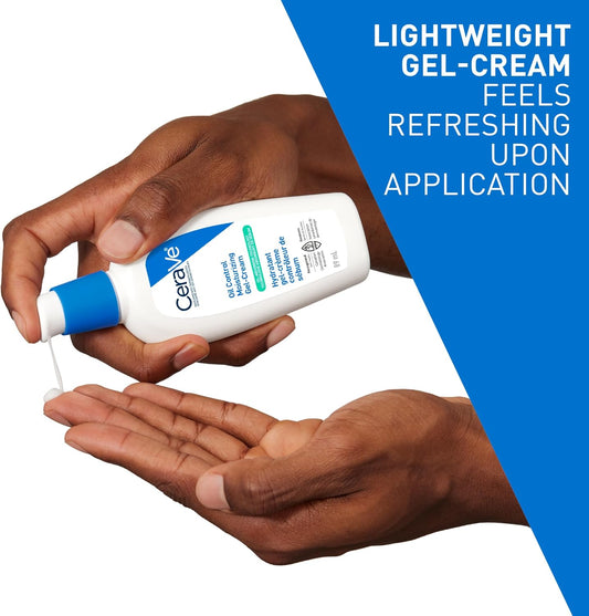 CeraVe Oil Control Moisturizing Gel-Cream for Oily & Combination Skin, 48H Hydration & 8H Shine Control, Non-Greasy, Matte Finish with Ceramides, Hyaluronic Acid & Niacinamide, Fragrance-Free, 89mL