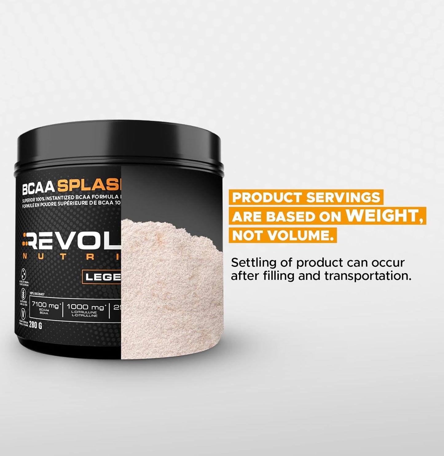 Revolution Nutrition, BCAA Splash，BCAA 粉，純素配方，零卡路里，無乳糖，肌肉恢復，運動後，7100 毫克支鏈氨基酸，1000 毫克瓜氨酸蘋果酸鹽，280 克，46 份（糖果桃子…