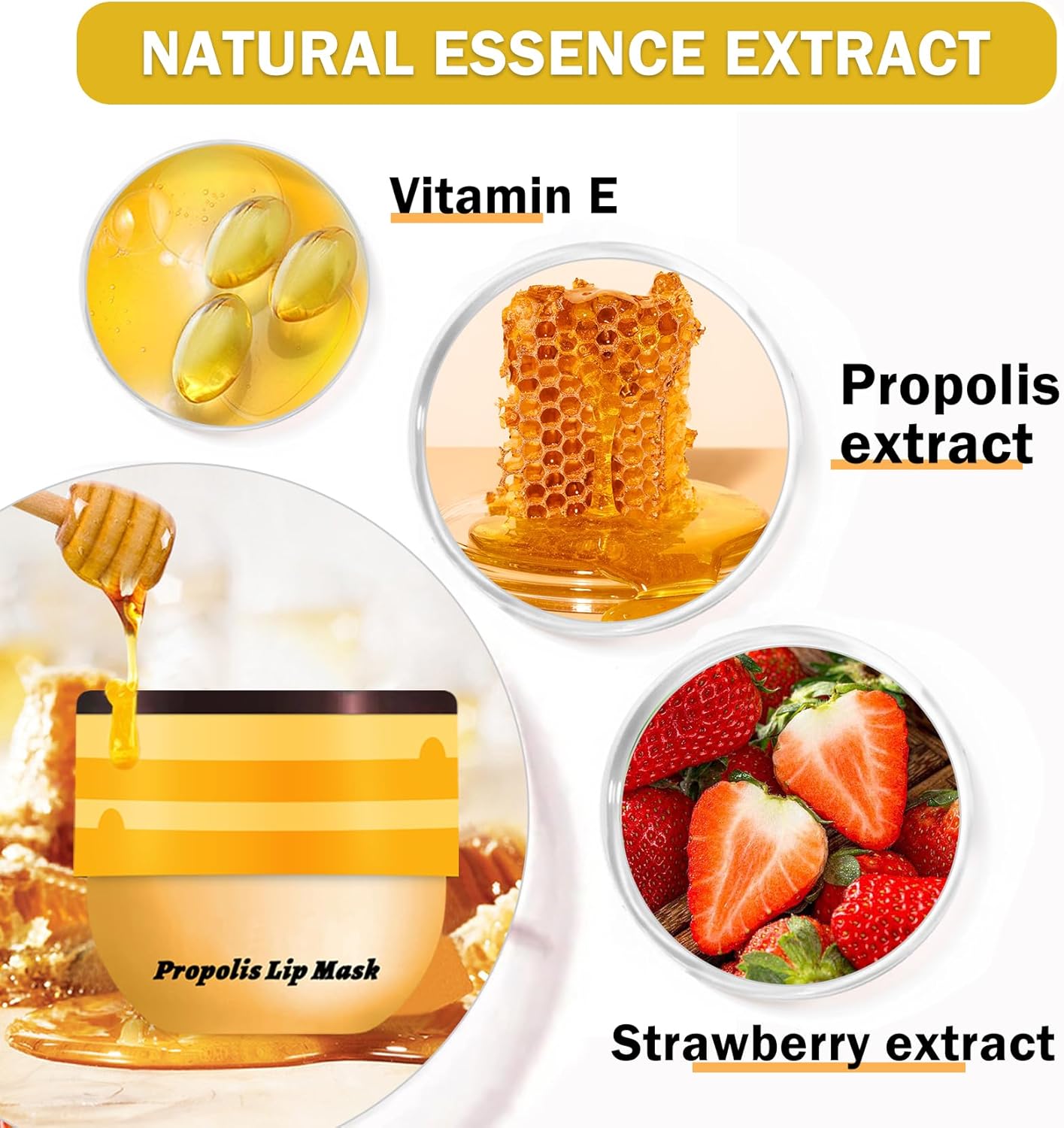 NVLEPTAP 2PCS Bee Lip Balm Honey Pot Honey Lip Balm Moisturizing Honey Lip Mask Lip Care Products Bee Lip Balm with Wand