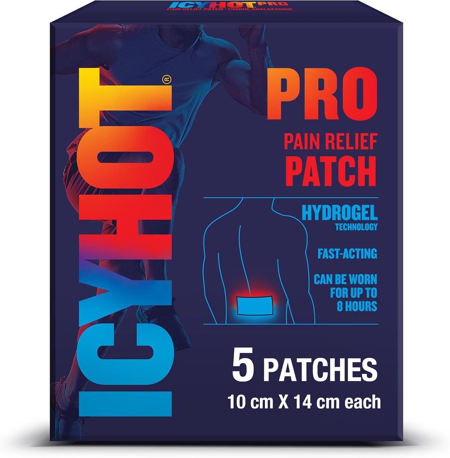 Icy Hot Pro 止痛贴，速效贴片，适用于缓解肌肉酸痛、关节痛、轻微背痛、拉伤和扭伤，樟脑 3%、薄荷醇 5% 和高级水凝胶技术，5 片装