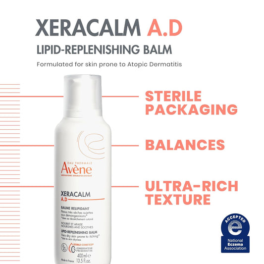 Eau Thermale Avene XeraCalm A.D 脂質補充膏，特應性皮膚，無防腐劑，無香料，不含對羥基苯甲酸酯和酒精，400 毫升