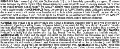 ALLMAX 营养 - 100% 纯最大强度 + 吸收 - β-丙氨酸（400 克）和瓜氨酸苹果酸 2:1（300 克）