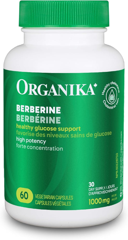 Organika Berberine - High Potency, Cholesterol and Glucose Metabolism Support, Helps Maintain Cardiovascular Health - 60vcaps