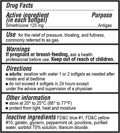 Puregen Labs Extra Strength Gas Relief Softgels with Simethicone 125 mg | Fast Relieve of Pressure, Bloating and Painful Discomfort – 3 Pack | Total 360 Softgels