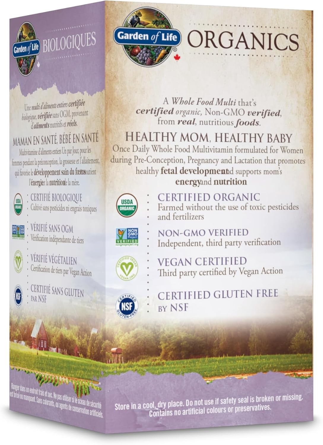 Garden of Life Organics 產前每日一次複合維生素，30 片 | 支持胎兒早期發育、能量和免疫系統 | 全食物成分，非基因，無麩質，純素，無大豆