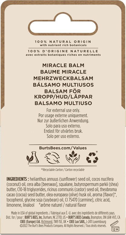 Burt's Bees 100% 天然焕发光彩奇迹润唇膏，软化干燥肌肤 - 17 克罐装，1 支