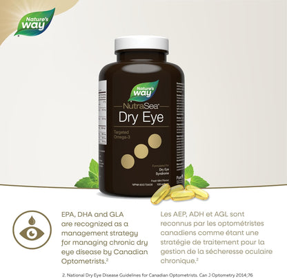Nature's Way NutraSea 乾眼症高級 Omega-3 補充劑 - 有助於改善乾眼症症狀並支持正常的淚液功能 - 1500 毫克 EPA+ DHA 和 150 毫克 GLA 混合物 - 120 粒軟膠囊，清新薄荷味