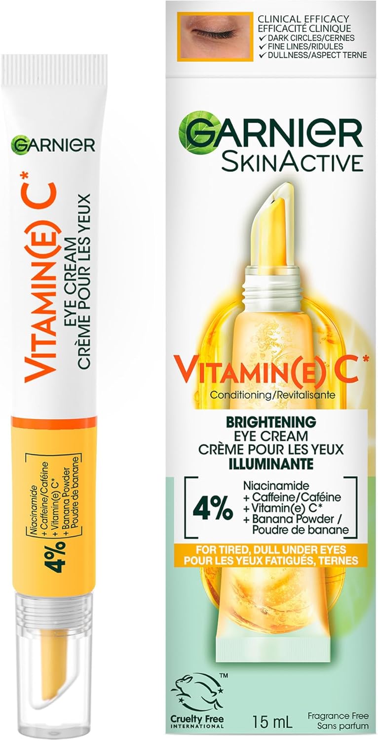 Garnier Vitamin C* Brightening Day Cream with Super Citrus, Nourishes and Boosts Skin Glow & Brightening Eye Cream with Vitamin C, Reduces the Appearance of Dark Circles