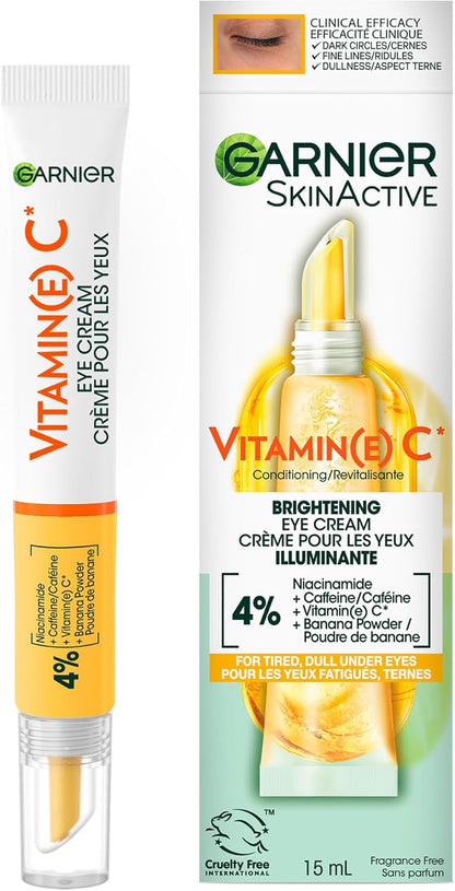Garnier Vitamin C* Brightening Day Cream with Super Citrus, Nourishes and Boosts Skin Glow & Brightening Eye Cream with Vitamin C, Reduces the Appearance of Dark Circles