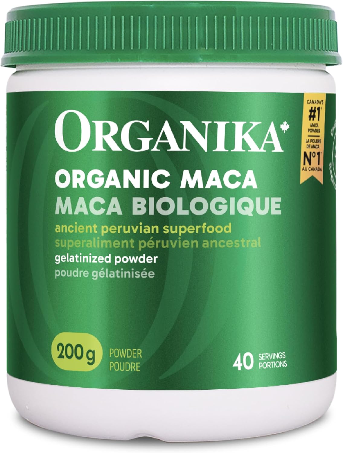 Organika 玛卡认证有机粉 - 糊化以提高生物利用度、平衡荷尔蒙、适应原以帮助缓解压力和补充能量 - 200 克