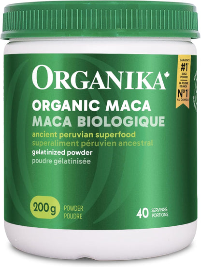 Organika 玛卡认证有机粉 - 糊化以提高生物利用度、平衡荷尔蒙、适应原以帮助缓解压力和补充能量 - 200 克