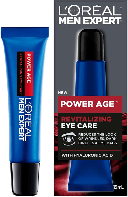 L'Oréal Paris Men Expert Power Age Revitalizing Eye Care & Men Expert Hydra Energetic Face Cream with Vitamin C + Protein