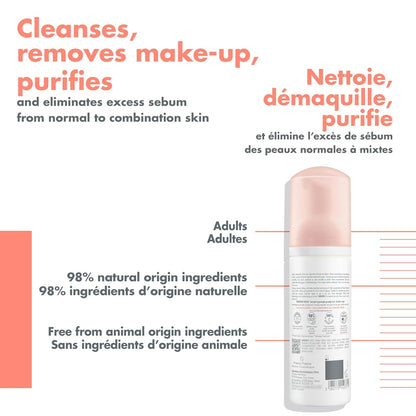 Eau Thermale Avène Cleansing Foam, Makeup removal, Cleanser, Sensitive skin, Vegan - 150ml