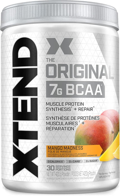 Scivation XTEND 原味 BCAA 粉 | 無糖運動後肌肉恢復飲料，含氨基酸 | 7 克 BCAA，男女適用 | 30 份，芒果味 - 420 克