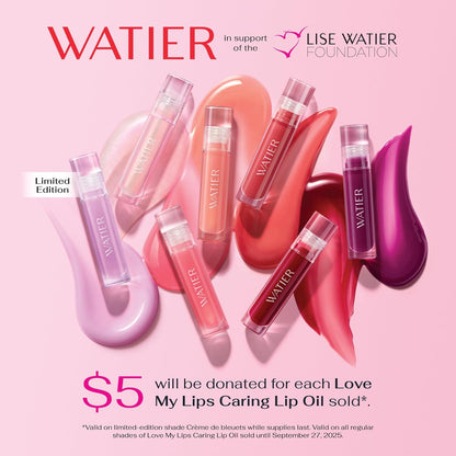Lise Watier Love My Lips Caring Lip Oil, Framboise, High Shine Finish, Non-Sticky and Silky Texture, Hydrating Formula, Paraben-Free, 4 mL