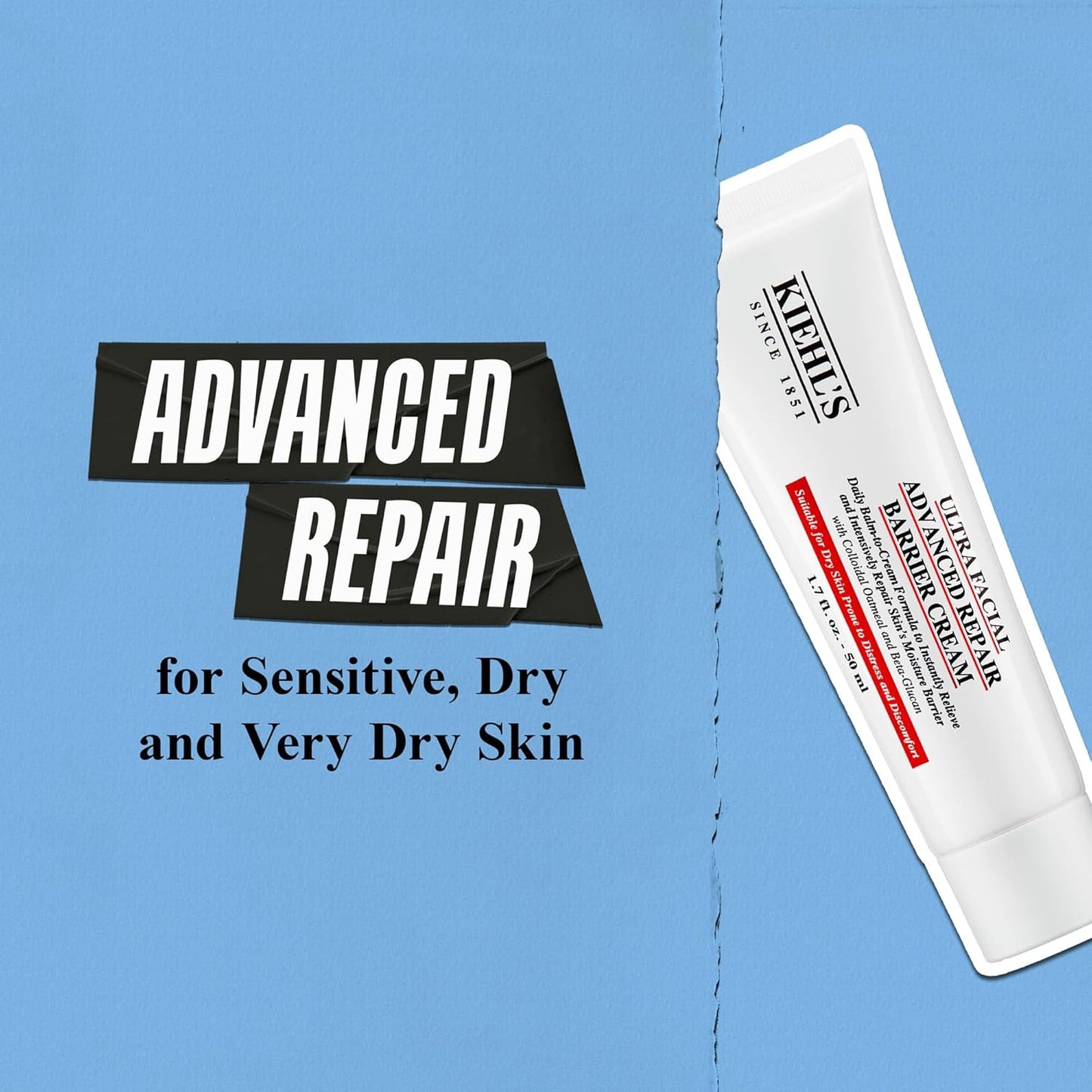 Kiehl's Ultra Facial Advanced Repair Barrier Cream, Intensive Treatment Relieves Dry + Sensitive Skin, Rapidly Reduces Redness and Soothes, Fast-Absorbing Breathable Formula, Paraben-Free