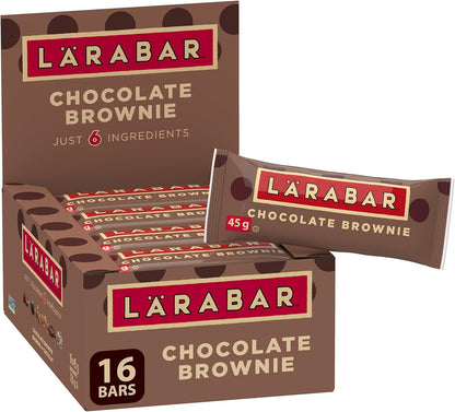 Larabar 无麸质巧克力布朗尼水果坚果能量棒 & Larabar 无麸质苹果水果坚果能量棒，16 支 & Larabar 无麸质花生酱巧克力碎水果