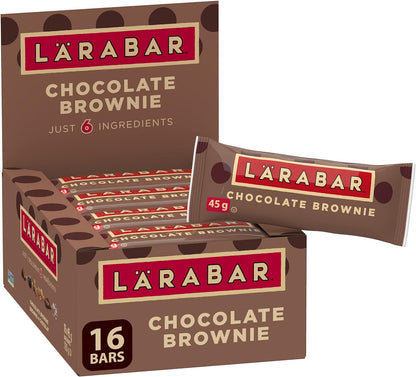 LÄRABAR 巧克力布朗尼、水果坚果能量棒和巧克力碎香蕉面包、水果坚果能量棒，16条装，无麸质，纯素，家庭装，零食棒，720克/包