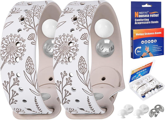 MEIYYJ Motion Sickness Bands Anti Nausea Natural Relief Wristbands Adjustable Acupressure Nausea Wristband for Travel Nausea Relief of Headaches, Insomnia, Anxiety,Morning Sickness- White/Starlight…