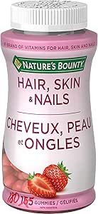 NATURE'S BOUNTY Hair, Skin & Nails, Helps Maintain Health of Hair, Skin & Nails, Helps Development of Bones, Teeth, Cartilage & Gums, Aids Wound Healing, Antioxidant, Strawberry Cream Flavour, 450 g