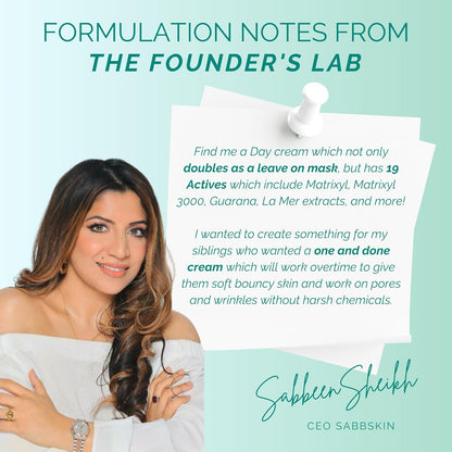 SABBSKIN Face Moisturizer Cream with 19 Active Ingredients - Peptide Moisturizer for face Fights Wrinkles, Aging Marks, Brightens & Firms Skin - Face Cream, Mask & oil free face moisturizer for Men & Women - 50ml