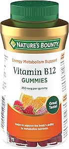 NATURE'S BOUNTY Vitamin B12, Factor In Maintenance Of Good Health, Helps Form Red Blood Cells, Aids Immune System, Assorted Flavours Of Mixed Berry, Orange & Raspberry, 150 g