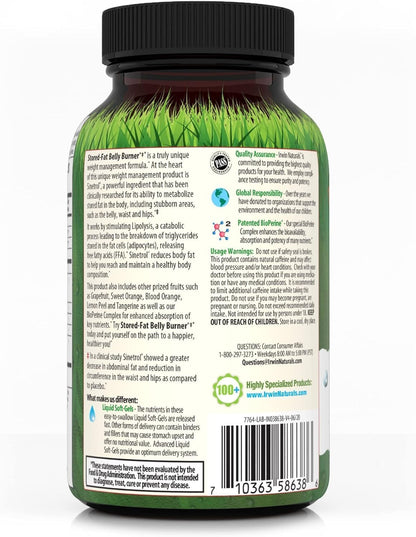 Irwin Naturals Ultra-Max 塑身燃脂胶囊，腹部脂肪燃烧剂 - 男女膳食支持补充剂 - 配方含 Sinetrol、葡萄柚、甜橙和血橙 - 60 粒液体软胶囊