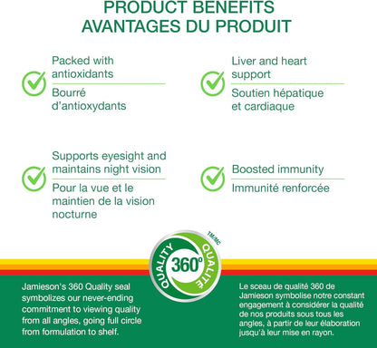 Jamieson 100% 复合维生素，适合 50 岁以上成人，含番茄红素、叶黄素和更多钙。支持免疫力、能量、整体健康、眼部护理和骨骼健康，无麸质，每日一片，115 粒胶囊