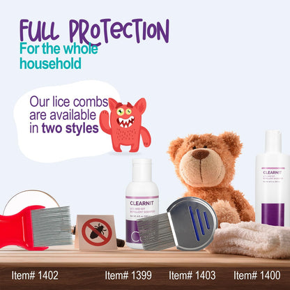 Dynarex WeCare ClearNit 金属除虱除虱梳带手柄 - 适用于所有发质的除虱梳，不锈钢超细齿 - 每盒 144 支