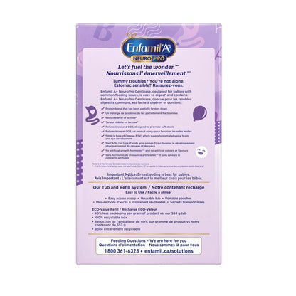 NeuroPro™ Gentlease，嬰兒配方奶粉，0-12 個月，粉劑補充裝，862 克（2x431 克）