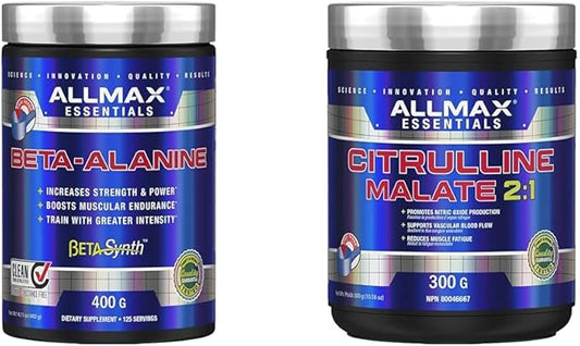 002  ALLMAX Nutrition - 100% 純最大強度 + 吸收 - β 丙氨酸（400 克）和瓜氨酸蘋果酸 2:1（300 克）