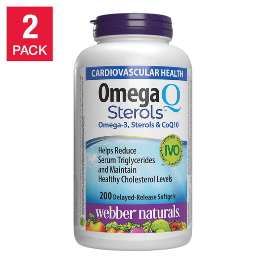 韋伯天然 Omega-3 和輔酶 Q10 含植物固醇 - 2 x 200 粒軟膠囊