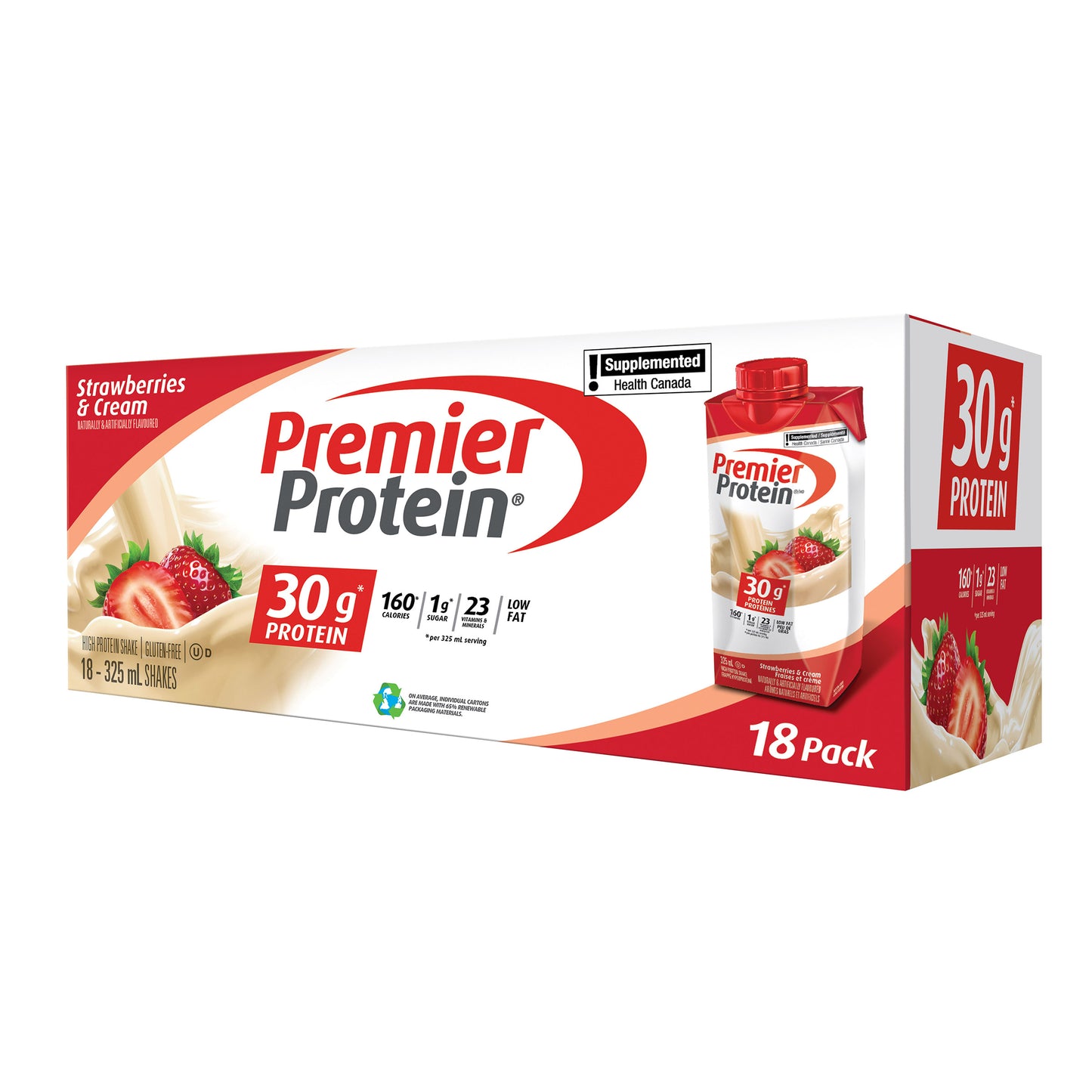 Premier Protein 高蛋白草莓奶昔 325 毫升，18 瓶裝