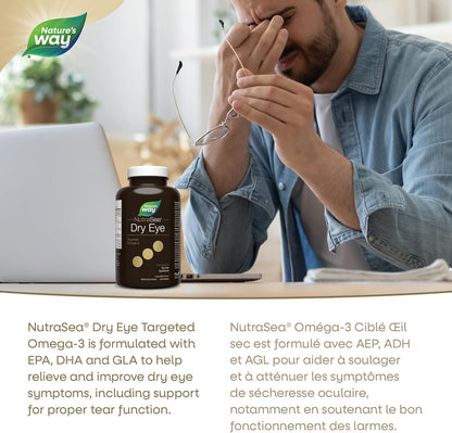 Nature's Way NutraSea 乾眼症高級 Omega-3 補充劑 - 有助於改善乾眼症症狀並支持正常的淚液功能 - 1500 毫克 EPA+ DHA 和 150 毫克 GLA 混合物 - 120 粒軟膠囊，清新薄荷味
