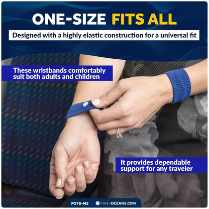 Five Oceans 暈船手環 - 暈船指壓腕帶，可自然緩解噁心、頭暈、嘔吐和暈動病 - 2 對（4 個腕帶） - FO78-M2