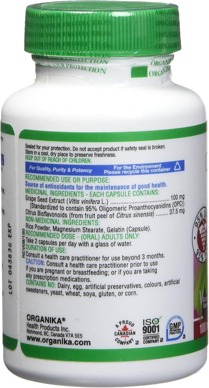 Organika Grape Seed Extract (Hi Potency 95 % Opc) 120 Caps
