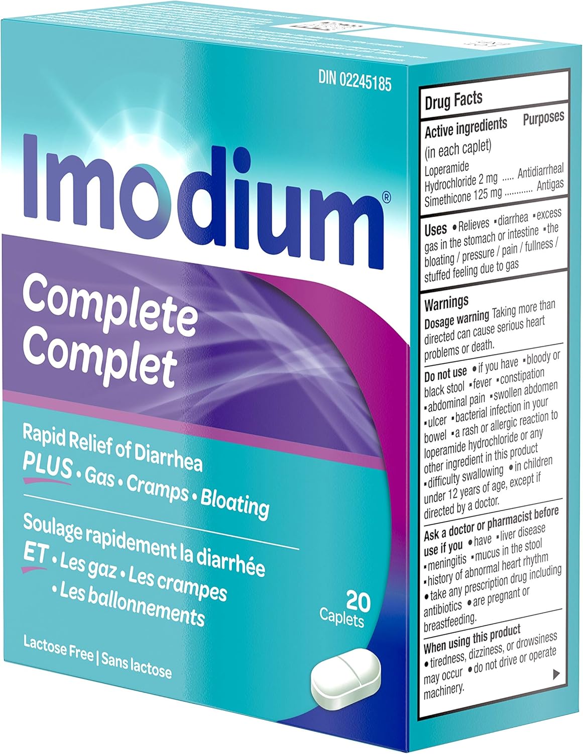 Imodium Advanced Rapid Relief 止瀉藥片，20 粒（1 包）- 包裝可能有所不同
