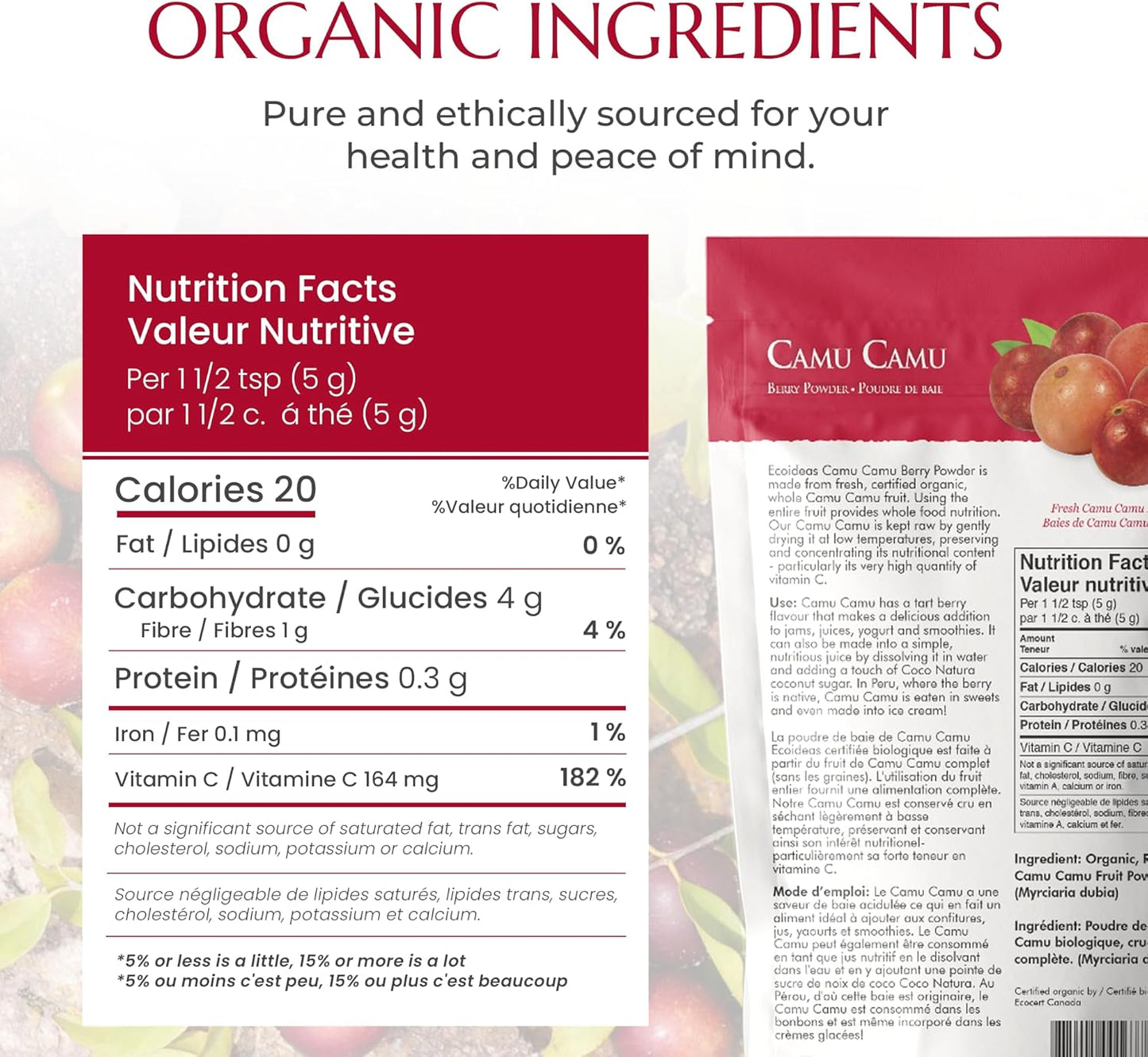 Ecoideas Organic Raw Camu Camu Berry Powder, 113g