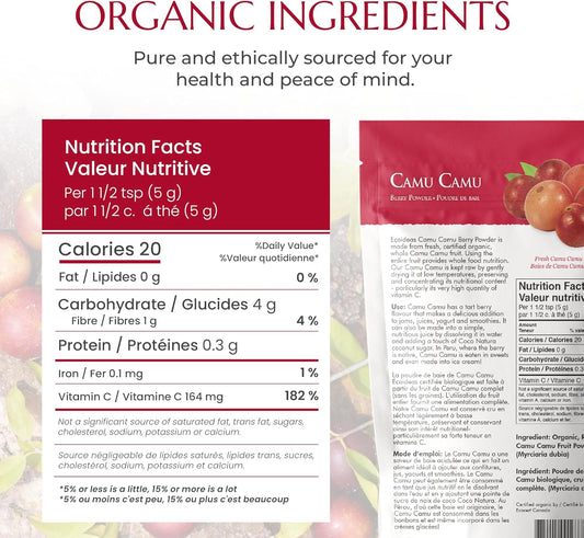 Ecoideas Organic Raw Camu Camu Berry Powder, 113g