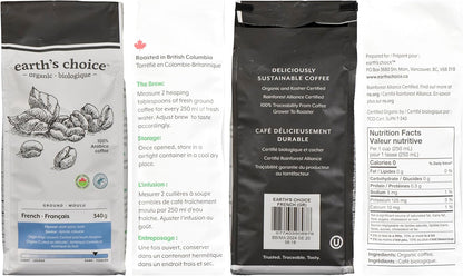 Earth's Choice 有機咖啡，法式研磨，340克