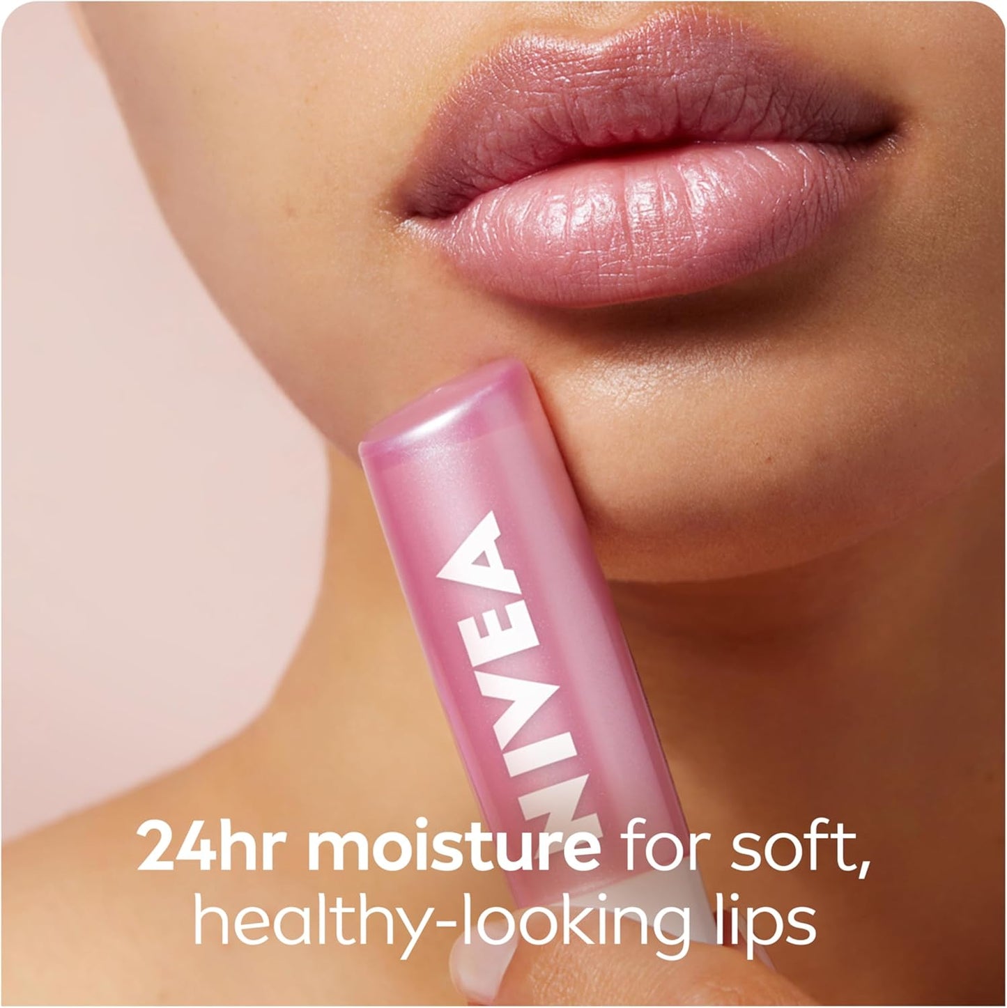 NIVEA Pearly Shine Lip Balm | Pearly Pink Shimmer Tinted Lip Care, 24H Hydration | 2x4.8g Tubes