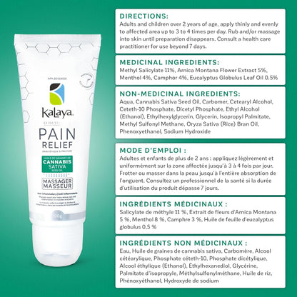 KaLaya 强效止痛霜，含 CSSO 和滚轮按摩球，适用于背部、颈部、肌肉、肩部、手部和膝盖，含有天然活性成分、止痛和抗炎成分（100 克）