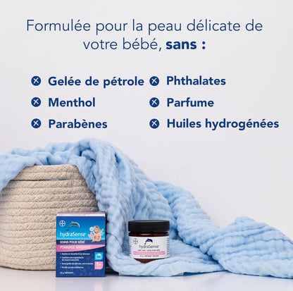 hydraSense 婴儿护理舒缓膏 – 温和舒缓，舒适肌肤，不含凡士林，无刺激性，采用天然成分桉树、薰衣草和洋甘菊制成，经儿科医生测试（2x43 克）