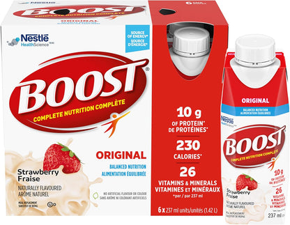 BOOST Original Meal Replacement Drink, Strawberry, 6 x 237 ml (Pack of 4)- PACKAGING MAY VARY & Original Meal Replacement Drink, Chocolate, 24 x 237 ml - PACKAGING MAY VARY