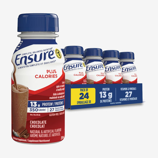 Ensure Plus Calories，營養補充品奶昔超值裝，幫助健康增重或維持體重，巧克力味，24 x 235 毫升瓶裝