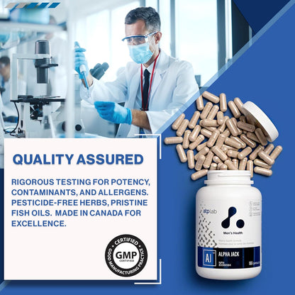 ATP LAB - Alpha Jack 180粒胶囊，30天用量 - 男士健康补充剂 - 能量支持和天然补充剂 - 男士抗氧化补充剂 - 加拿大配方和制造