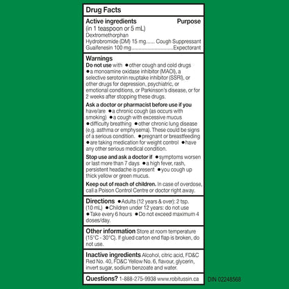 Robitussin Sugar-Free Cough Control Syrup, Alcohol-Free, Berry Flavour, 115 mL