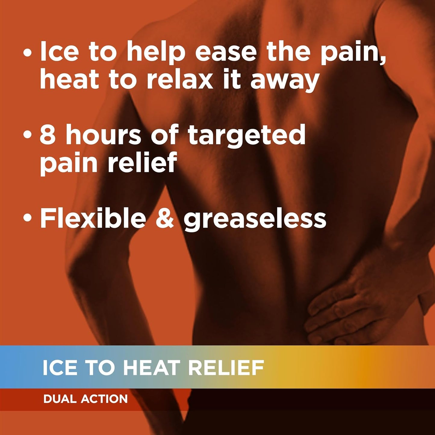 Rub-A535 Back Ice to Heat Pain Relief Medicated Patches - Dual Action Pain relief, Flexible and Greaseless, 8 Hours of Targeted Pain Relief - 4 Patches