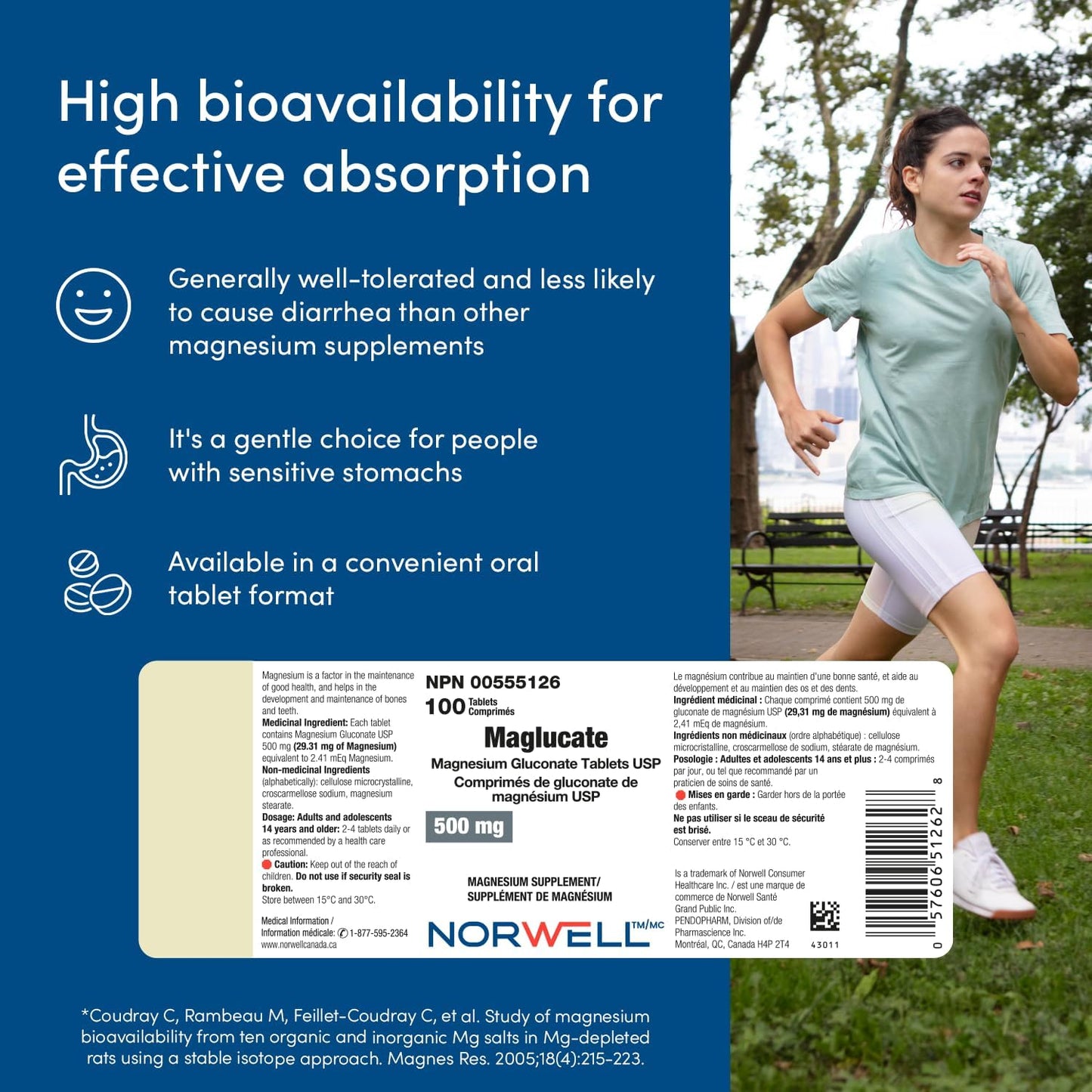 Maglucate，葡萄糖酸鎂每日劑量，促進整體健康，男女適用鎂補充劑，支持肌肉功能，500毫克，100片